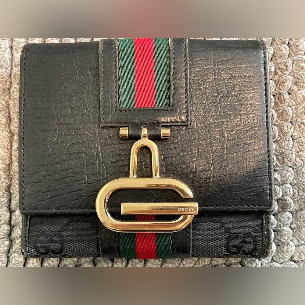Gucci black Monogram Canvas wallet VTG.